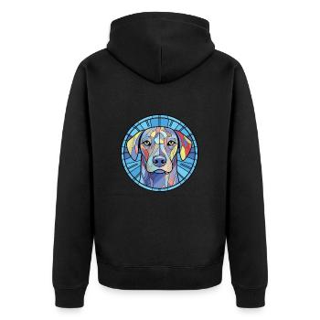 Illustration sur verre aquarelle de race de chien dentelle bleue - Veste à capuche bio Premium Unisexe - noir - Dos - Nico (187cm)