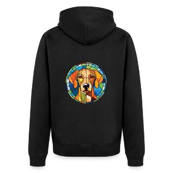Braque Du Bourbonnais Hunderasse Aquarellglas - Unisex Premium Bio Zip Hoodie - Schwarz - Hinten - Nico (187cm)