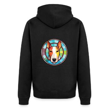 Bullterrier-Hunderasse Aquarell-Illustration - Unisex Premium Bio Zip Hoodie - Schwarz - Hinten - Nico (187cm)
