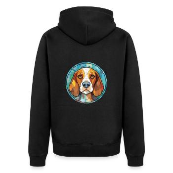 Cao De Seo Miguel Dog Breed Watercolor Glass - Unisex Premium Organic Zip Hoodie - black - Back - Nico (187cm)