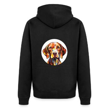 Ariege Pointer Hund Rasse Aquarell Illustration - Unisex Premium Bio Zip Hoodie - Schwarz - Hinten - Nico (187cm)