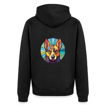 Australian Kelpie Dog Breed Colorful Watercolor - Unisex Premium Organic Zip Hoodie - black - Back - Nico (187cm)
