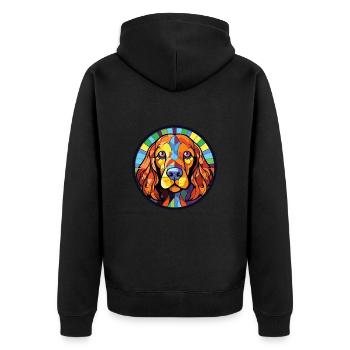 Field Spaniel Hunderasse Aquarell Illustration - Unisex Premium Bio Zip Hoodie - Schwarz - Hinten - Nico (187cm)