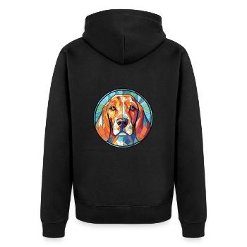 Finnish Hound Dog Breed Watercolor Illustration - Unisex Premium Organic Zip Hoodie - black - Back - Nico (187cm)