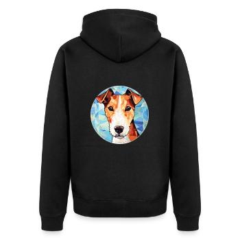 Foxterrier glatte Hunderasse buntes Aquarell - Unisex Premium Bio Zip Hoodie - Schwarz - Hinten - Nico (187cm)