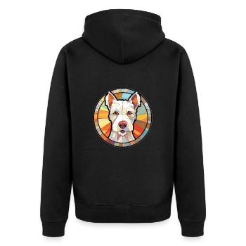 Englisch White Terrier Hunderasse Aquarellglas - Unisex Premium Bio Zip Hoodie - Schwarz - Hinten - Nico (187cm)