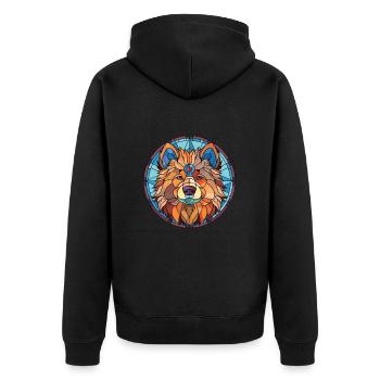 Eurasier Dog Breed Watercolor Glass Illustration - Unisex Premium Organic Zip Hoodie - black - Back - Nico (187cm)