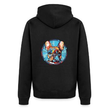 Bouledogue Français chien race aquarelle Illustration - Veste à capuche bio Premium Unisexe - noir - Dos - Nico (187cm)