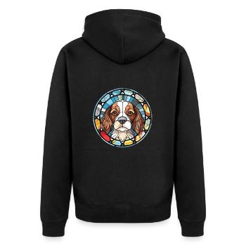 Grand Anglo Français Blanc Et Noir Chien Aquarelle - Veste à capuche bio Premium Unisexe - noir - Dos - Nico (187cm)