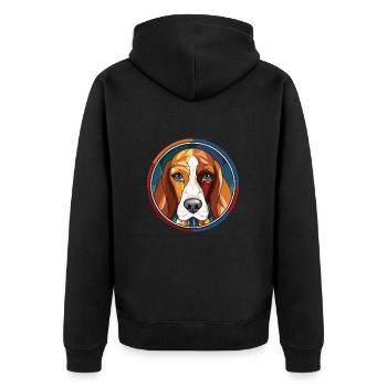 Grand Anglo Francais Tricolore Dog Watercolor - Unisex Premium Organic Zip Hoodie - black - Back - Nico (187cm)