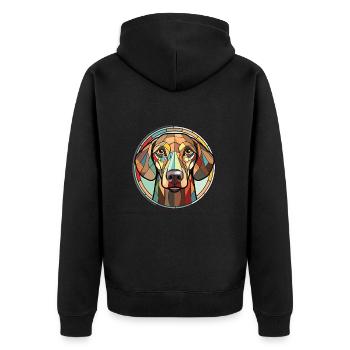 Grauer Hund Rasse Aquarell Glas Illustration - Unisex Premium Bio Zip Hoodie - Schwarz - Hinten - Nico (187cm)