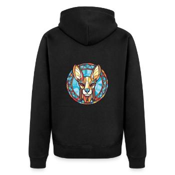 Hase indische Hunderasse Aquarell Illustration - Unisex Premium Bio Zip Hoodie - Schwarz - Hinten - Nico (187cm)