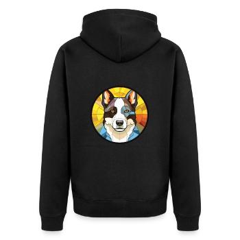 Karelian Bear Dog Breed Watercolor Illustration - Unisex Premium Organic Zip Hoodie - black - Back - Nico (187cm)