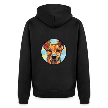 Jagdterrierl Hunderasse Aquarell Illustration - Unisex Premium Bio Zip Hoodie - Schwarz - Hinten - Nico (187cm)