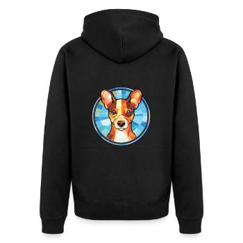 Illustration à l’aquarelle de race de chien Terrier japonais - Veste à capuche bio Premium Unisexe - noir - Dos - Nico (187cm)