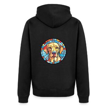 Labrador Hunderasse Aquarell Glas Illustration - Unisex Premium Bio Zip Hoodie - Schwarz - Hinten - Nico (187cm)