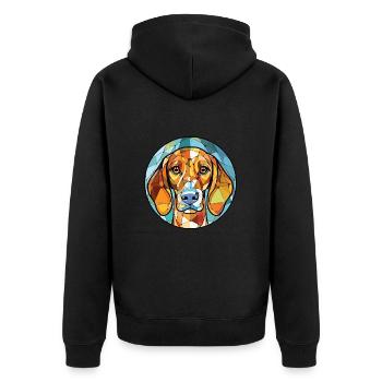 Leopard Hound Dog Breed Watercolor Illustration - Unisex Premium Organic Zip Hoodie - black - Back - Nico (187cm)