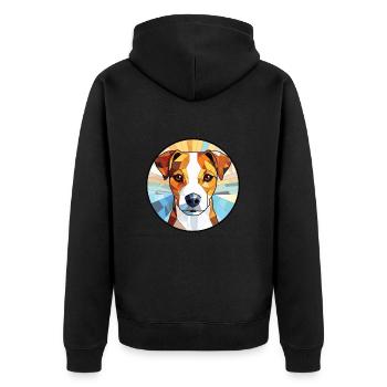 Parson Russell Terrier Hunderasse Aquarellglas - Unisex Premium Bio Zip Hoodie - Schwarz - Hinten - Nico (187cm)