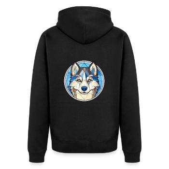 Siberian Husky Hunderasse Aquarell Illustration - Unisex Premium Bio Zip Hoodie - Schwarz - Hinten - Nico (187cm)