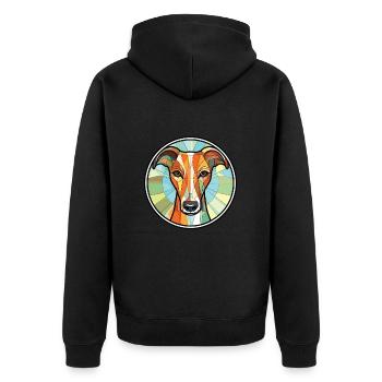 Rampur Greyhound Hunderasse Aquarell Illustration - Unisex Premium Bio Zip Hoodie - Schwarz - Hinten - Nico (187cm)