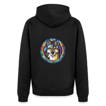 Siberian Husky Hunderasse Aquarell Illustration - Unisex Premium Bio Zip Hoodie - Schwarz - Hinten - Nico (187cm)