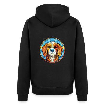 Smalandsstovare Hunderasse Aquarell Illustration - Unisex Premium Bio Zip Hoodie - Schwarz - Hinten - Nico (187cm)