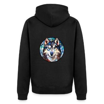 Siberian Husky Hunderasse Aquarell Illustration - Unisex Premium Bio Zip Hoodie - Schwarz - Hinten - Nico (187cm)