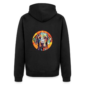Slowakischer rauhaariger Vorstehhund Aquarell - Unisex Premium Bio Zip Hoodie - Schwarz - Hinten - Nico (187cm)