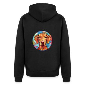 Vizsla race de chien coloré aquarelle Illustration - Veste à capuche bio Premium Unisexe - noir - Dos - Nico (187cm)