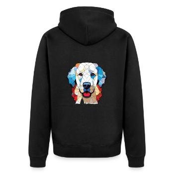 Illustration à l’aquarelle de race de chien Kuvasz hongrois - Veste à capuche bio Premium Unisexe - noir - Dos - Nico (187cm)