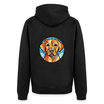 Labrador Retriever Hund Rasse buntes Aquarell - Unisex Premium Bio Zip Hoodie - Schwarz - Hinten - Nico (187cm)