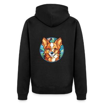 Spitz chien race coloré aquarelle Illustration - Veste à capuche bio Premium Unisexe - noir - Dos - Nico (187cm)