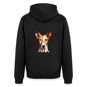 Ibizan Hound Dog Breed Watercolor Illustration - Unisex Premium Organic Zip Hoodie - black - Back - Nico (187cm)