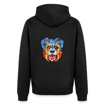 Hokkaido Japanische Hunderasse Buntes Aquarell - Unisex Premium Bio Zip Hoodie - Schwarz - Hinten - Nico (187cm)