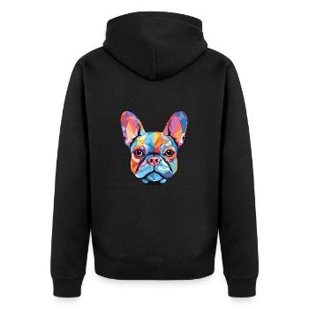 Bouledogue français race chien Illustration à l’aquarelle - Veste à capuche bio Premium Unisexe - noir - Dos - Nico (187cm)