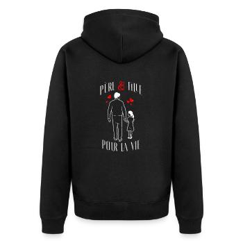 Vater und Tochter fürs Leben, Familienliebesgeschenk - Unisex Premium Bio Zip Hoodie - Schwarz - Hinten - Nico (187cm)
