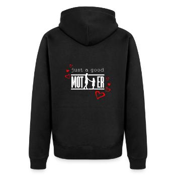 Nur eine gute Mutter, eine gute Mutter - Unisex Premium Bio Zip Hoodie - Schwarz - Hinten - Nico (187cm)
