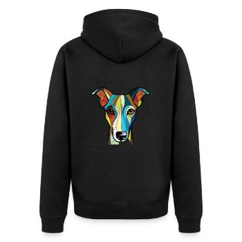Italienische Windhund-Hunderasse buntes Aquarell - Unisex Premium Bio Zip Hoodie - Schwarz - Hinten - Nico (187cm)
