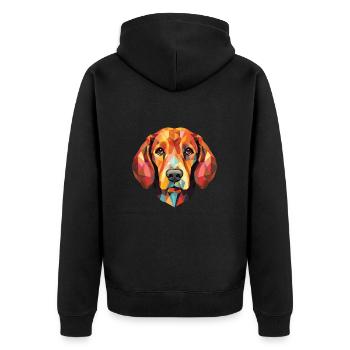 Illustration à l’aquarelle de race de chien de chasse polonais - Veste à capuche bio Premium Unisexe - noir - Dos - Nico (187cm)
