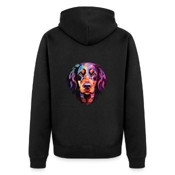 Munsterlander grand chien race aquarelle colorée - Veste à capuche bio Premium Unisexe - noir - Dos - Nico (187cm)