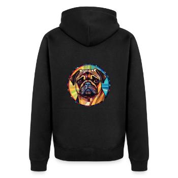 Carlin chien race aquarelle colorée Illustration - Veste à capuche bio Premium Unisexe - noir - Dos - Nico (187cm)