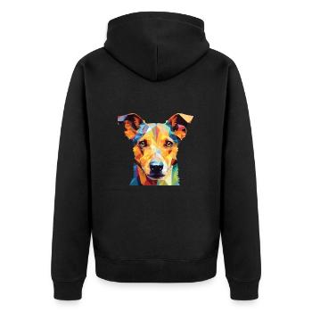 Ratonero Murciano race de chien aquarelle colorée - Veste à capuche bio Premium Unisexe - noir - Dos - Nico (187cm)