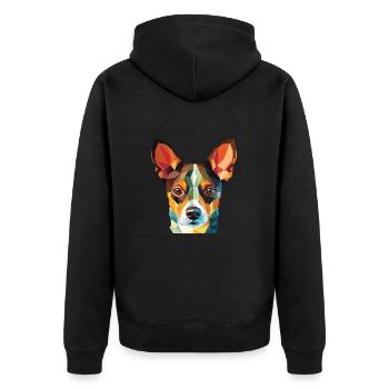 Ratterrier-Hunderasse Aquarell-Illustration - Unisex Premium Bio Zip Hoodie - Schwarz - Hinten - Nico (187cm)