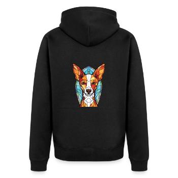 Portugiesische Podengo Pequeno Hunderasse Aquarell - Unisex Premium Bio Zip Hoodie - Schwarz - Hinten - Nico (187cm)
