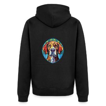 Rajapalayam Hunderasse Aquarell Illustration - Unisex Premium Bio Zip Hoodie - Schwarz - Hinten - Nico (187cm)