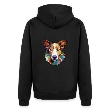 Scotch Collie chien race aquarelle Illustration - Veste à capuche bio Premium Unisexe - noir - Dos - Nico (187cm)