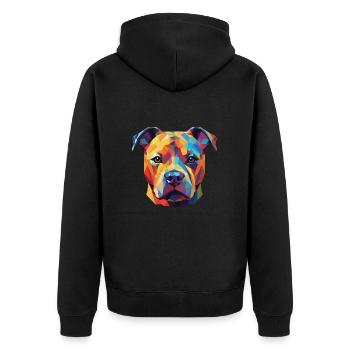Staffordshire Bull Terrier Staffie Dog Watercolor - Unisex Premium Organic Zip Hoodie - black - Back - Nico (187cm)
