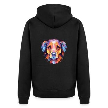 Volpino Italiano Hunderasse Aquarell Illustration - Unisex Premium Bio Zip Hoodie - Schwarz - Hinten - Nico (187cm)