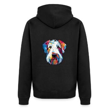 Sealyham Terrier Dog Breed Watercolor Illustration - Unisex Premium Organic Zip Hoodie - black - Back - Nico (187cm)