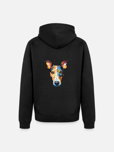 Glatte Foxterrier-Hunderasse buntes Aquarell - Unisex Premium Bio Zip Hoodie - Schwarz